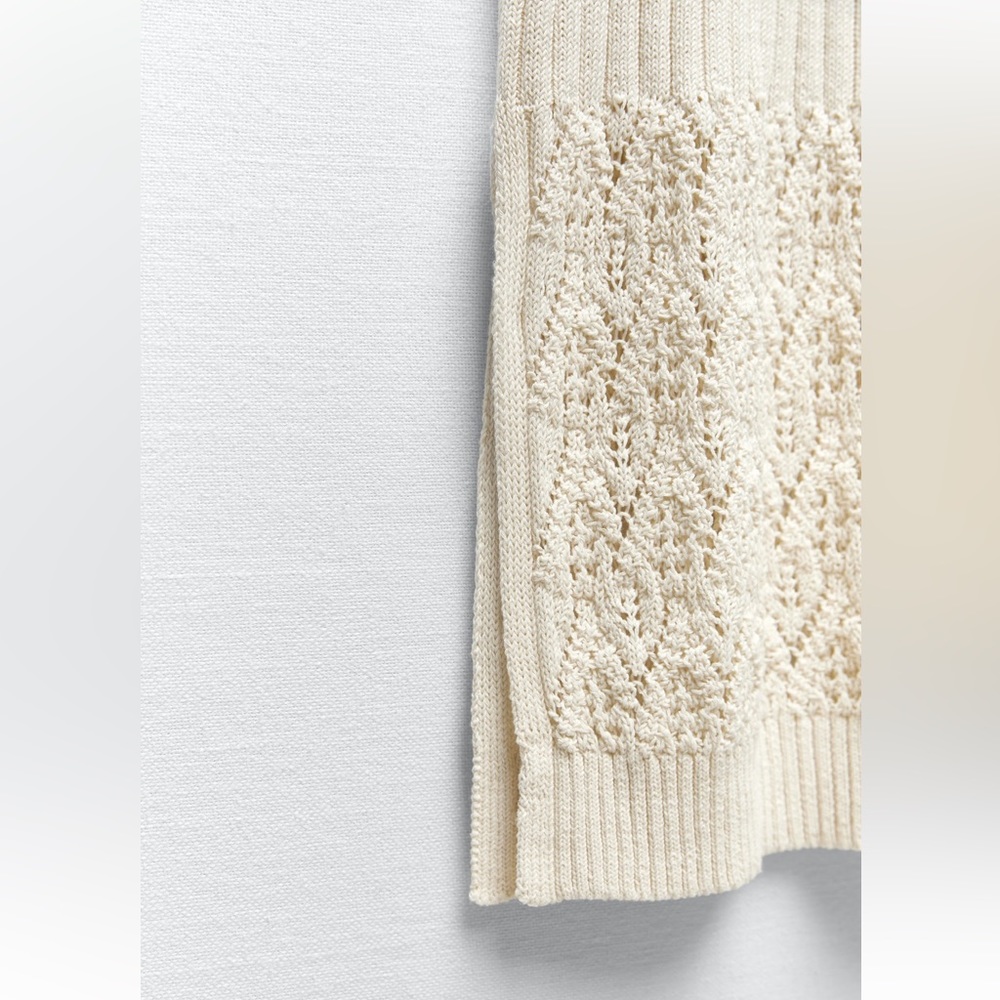 Zara SLEEVELESS KNIT DRESS. Ecru. Size M. New with Tags. - Picture 5 of 5